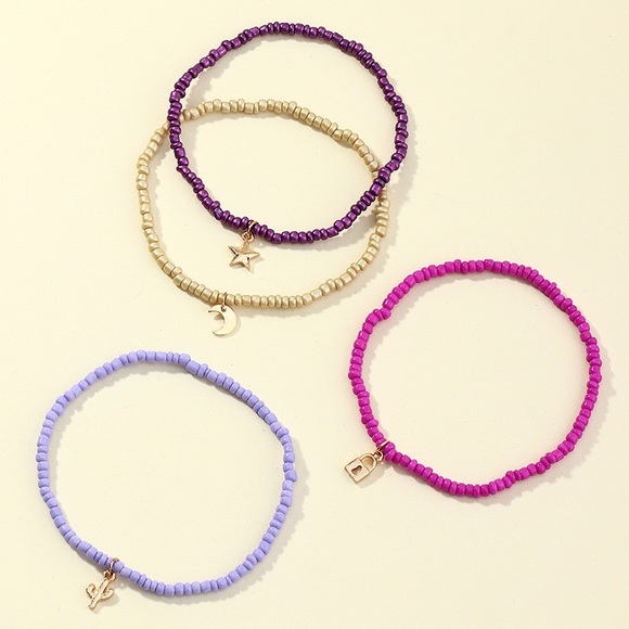 Multi color ankle bracelet set - Picture 2 of 5